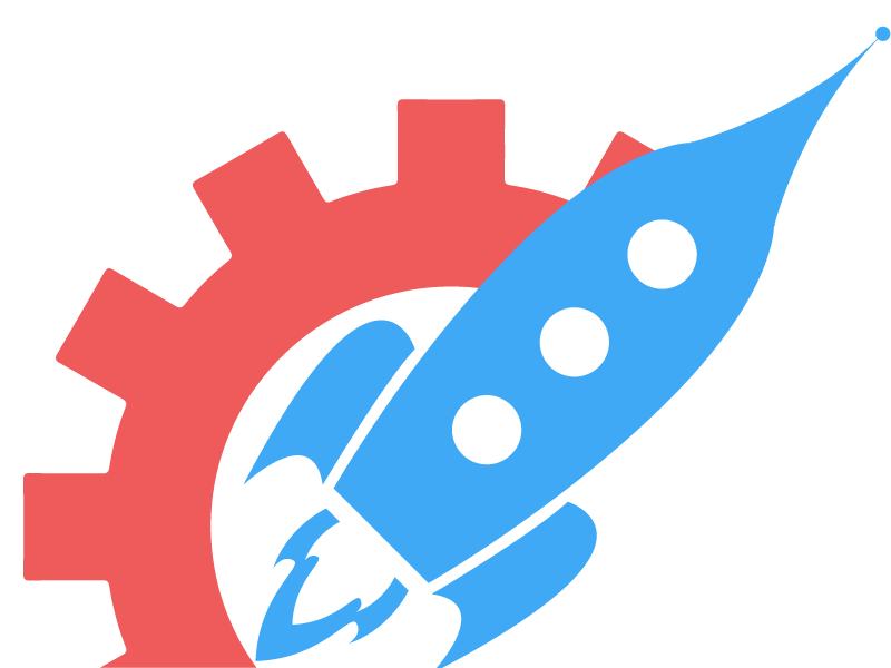 Graphic of rocket and cog